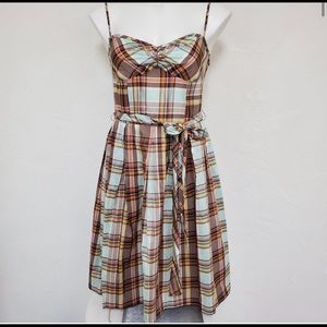 NWOT TRINA TURK | Retro Silk Blend Plaid Pleated Dress
